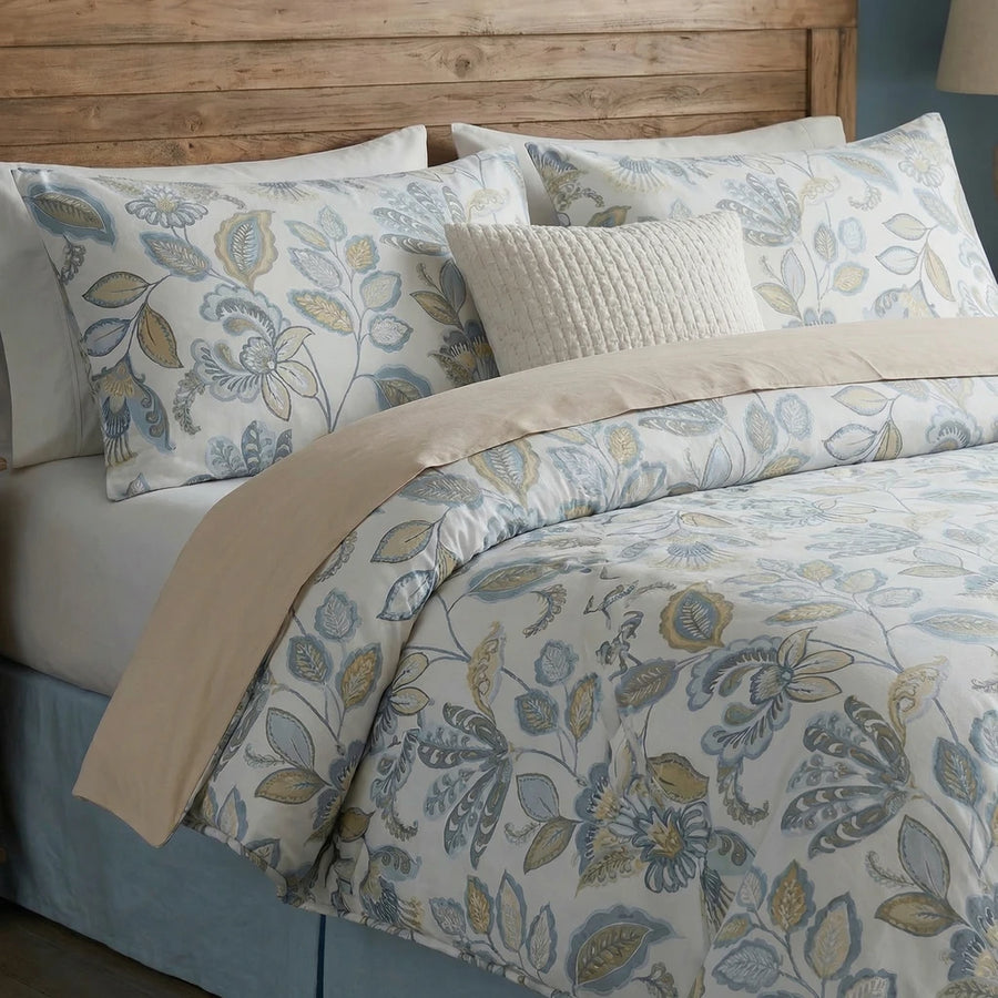 soft skin-friendly cotton floral bed linen in vintage chateau style bedroom