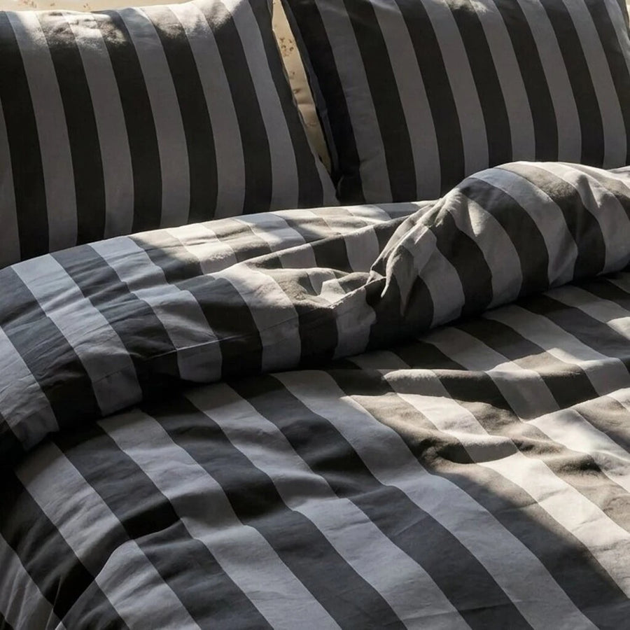 jersylinen sanctuary stripe duvet cover slate grey charcoal rugby stripe