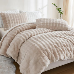 khaki rabbit velve bedding set