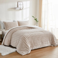 khaki rabbit velvet comforter set king