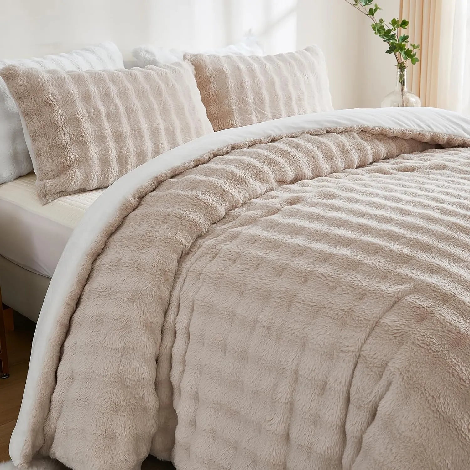 khaki rabbit velvet comforter set queen