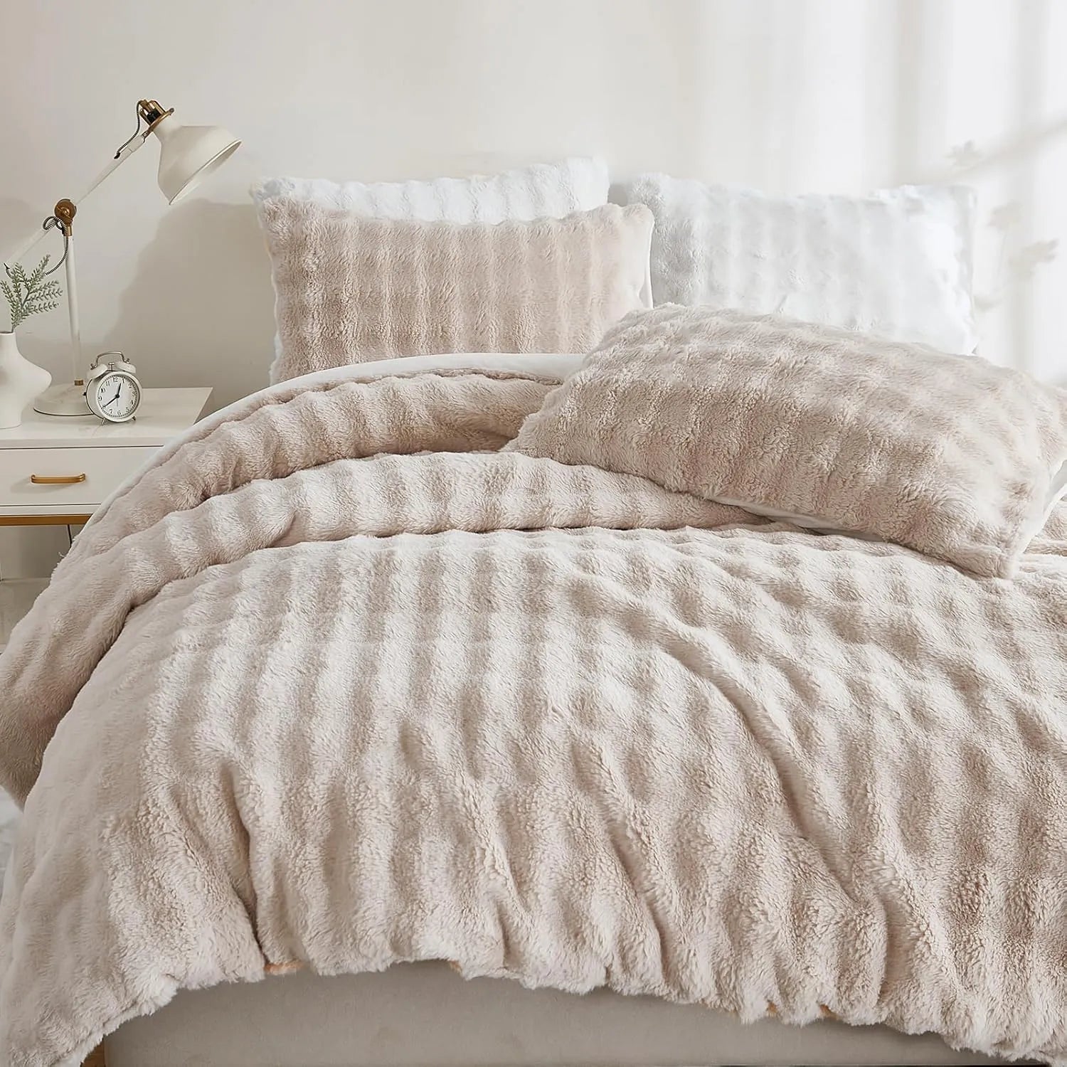 khaki rabbit velvet comforter set