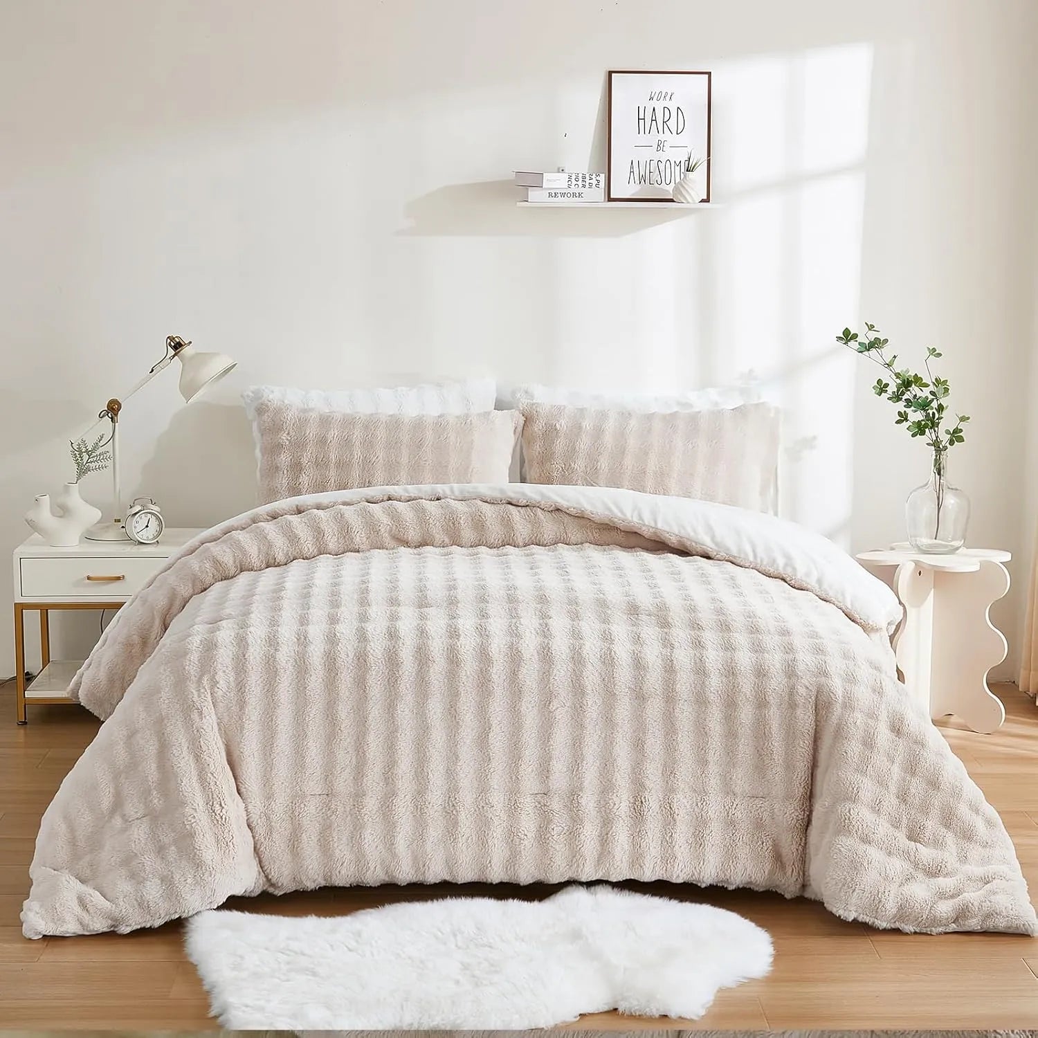khaki rabbit velvet comforter sets