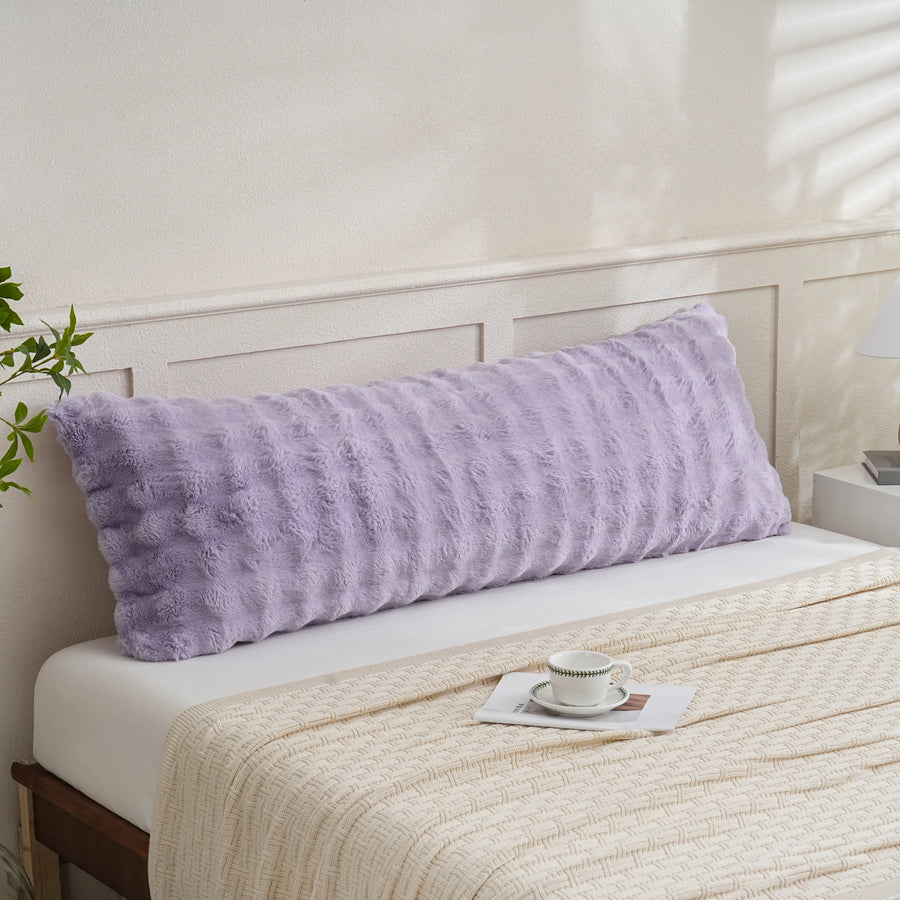 lavender purple rabbit fur long pillowcase soft plush texture