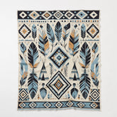Full view of the boho fleece blanket with a leaf pattern