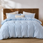 light blue stripe bedding set queen size