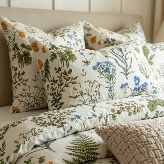 matching botanical pillow shams vintage herbarium bedding set