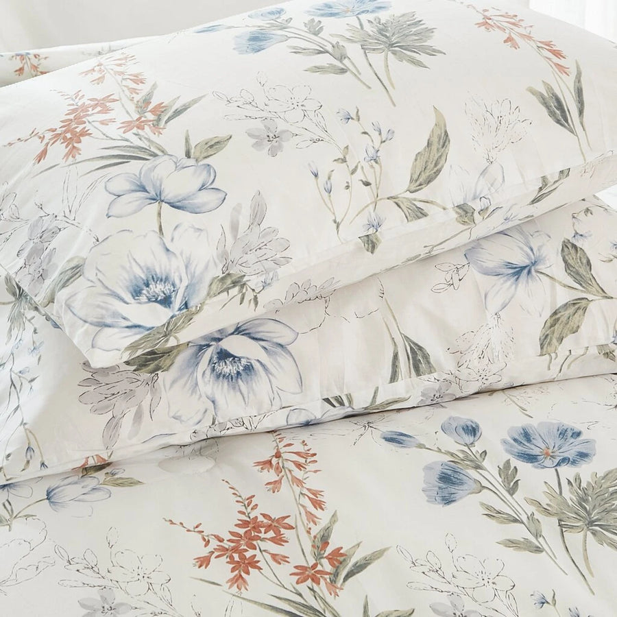 matching floral pillowcases detail high definition botanical print