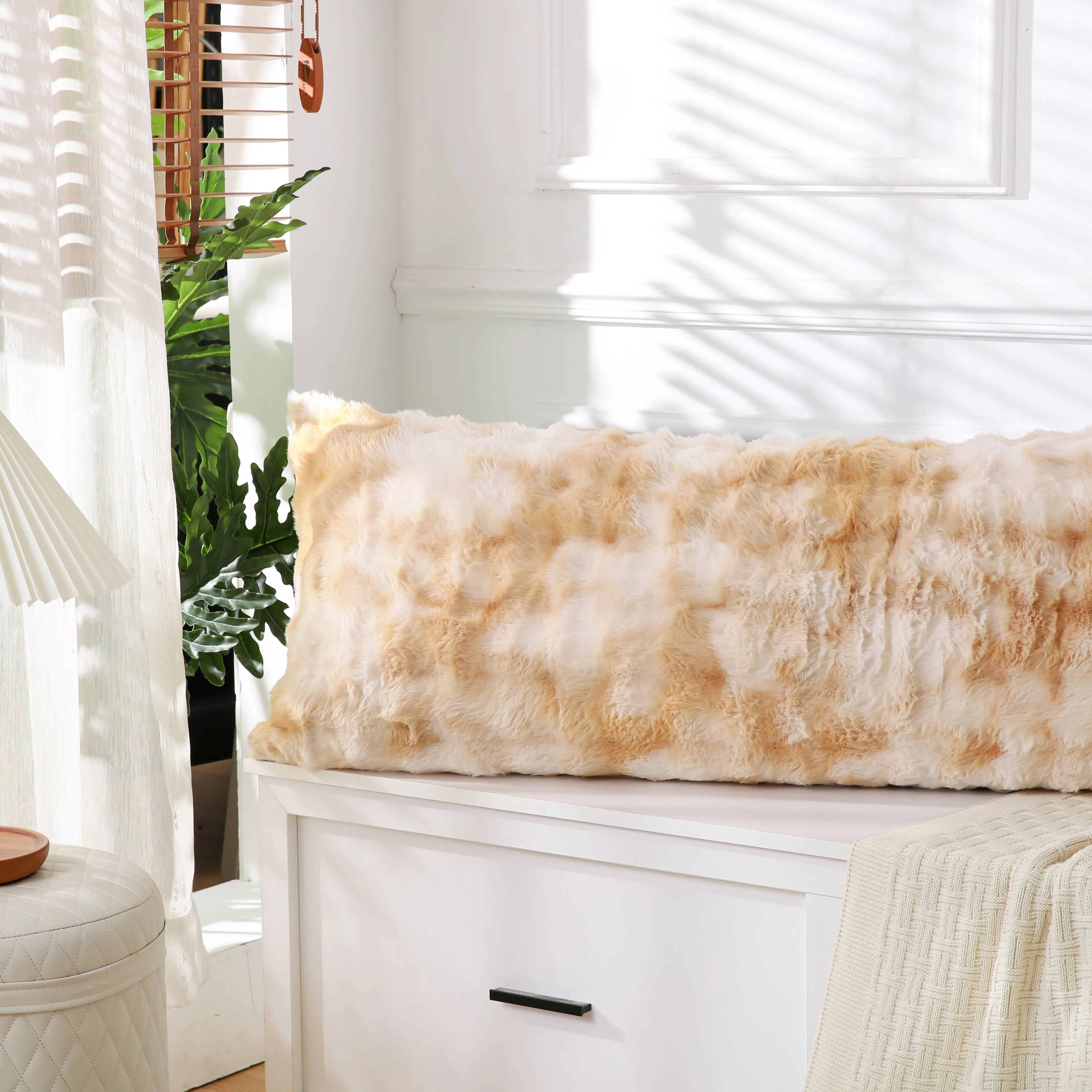 milk brown rabbit velvet long pillowcase king size