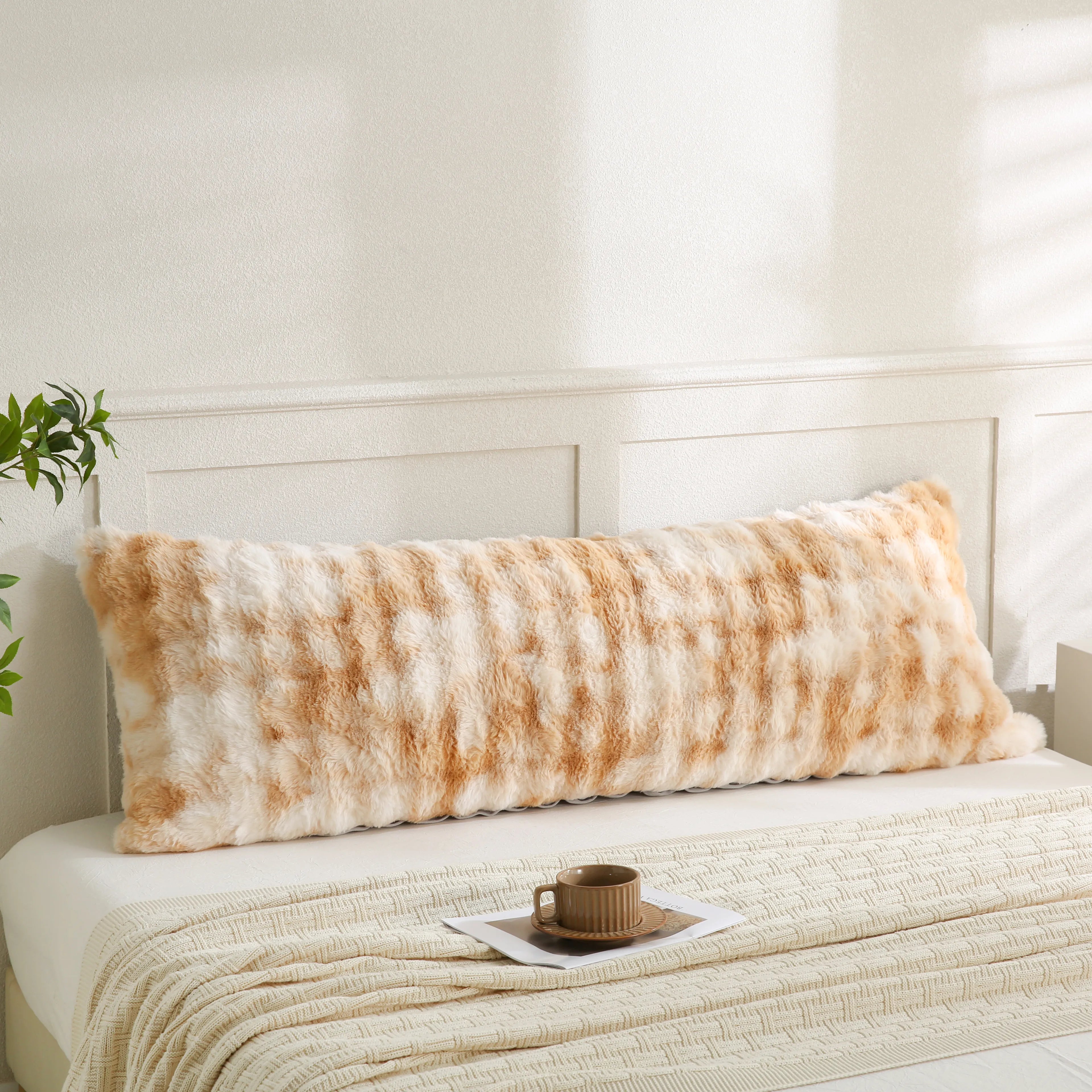 milk brown rabbit velvet long pillowcase