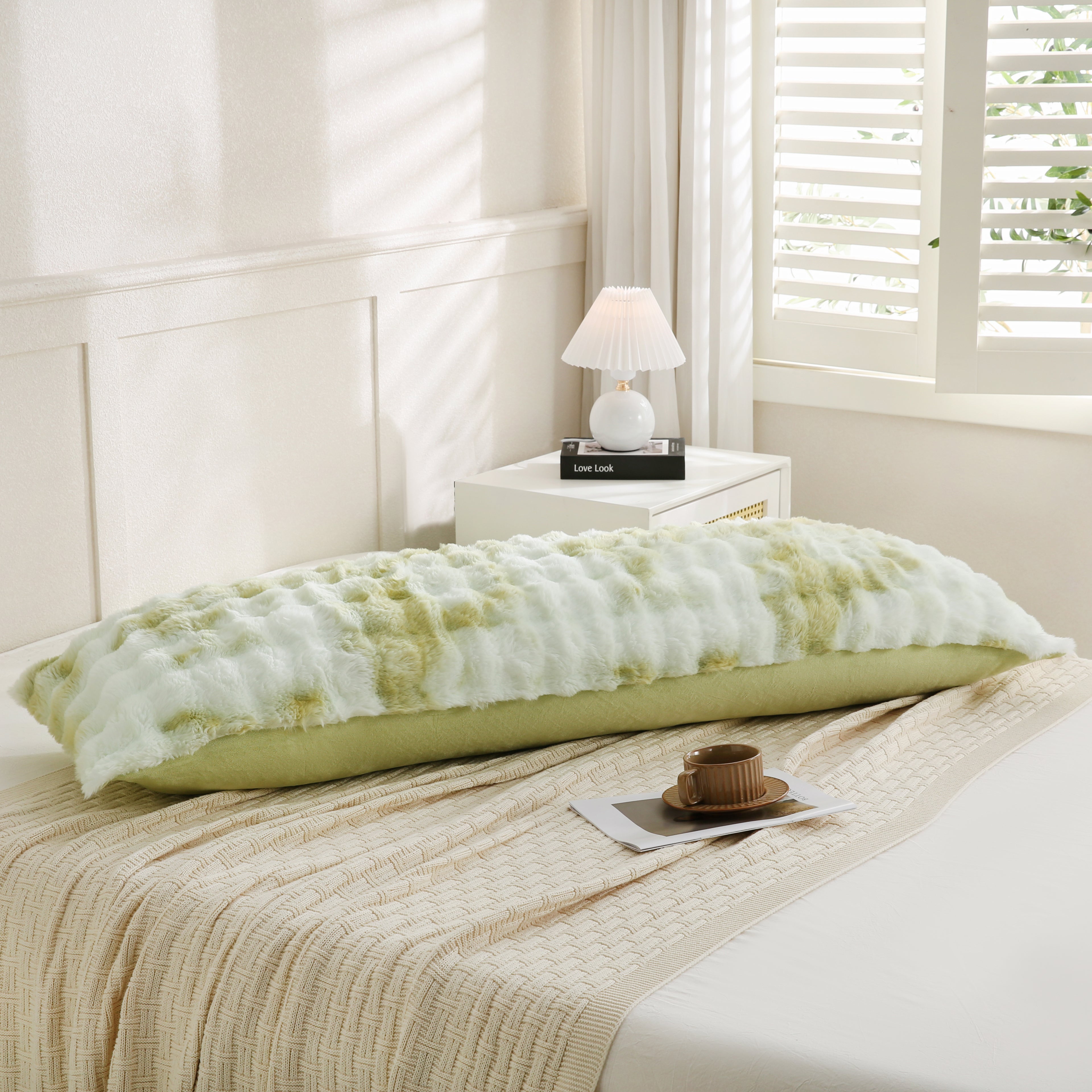 milk green rabbit velvet long pillowcase king