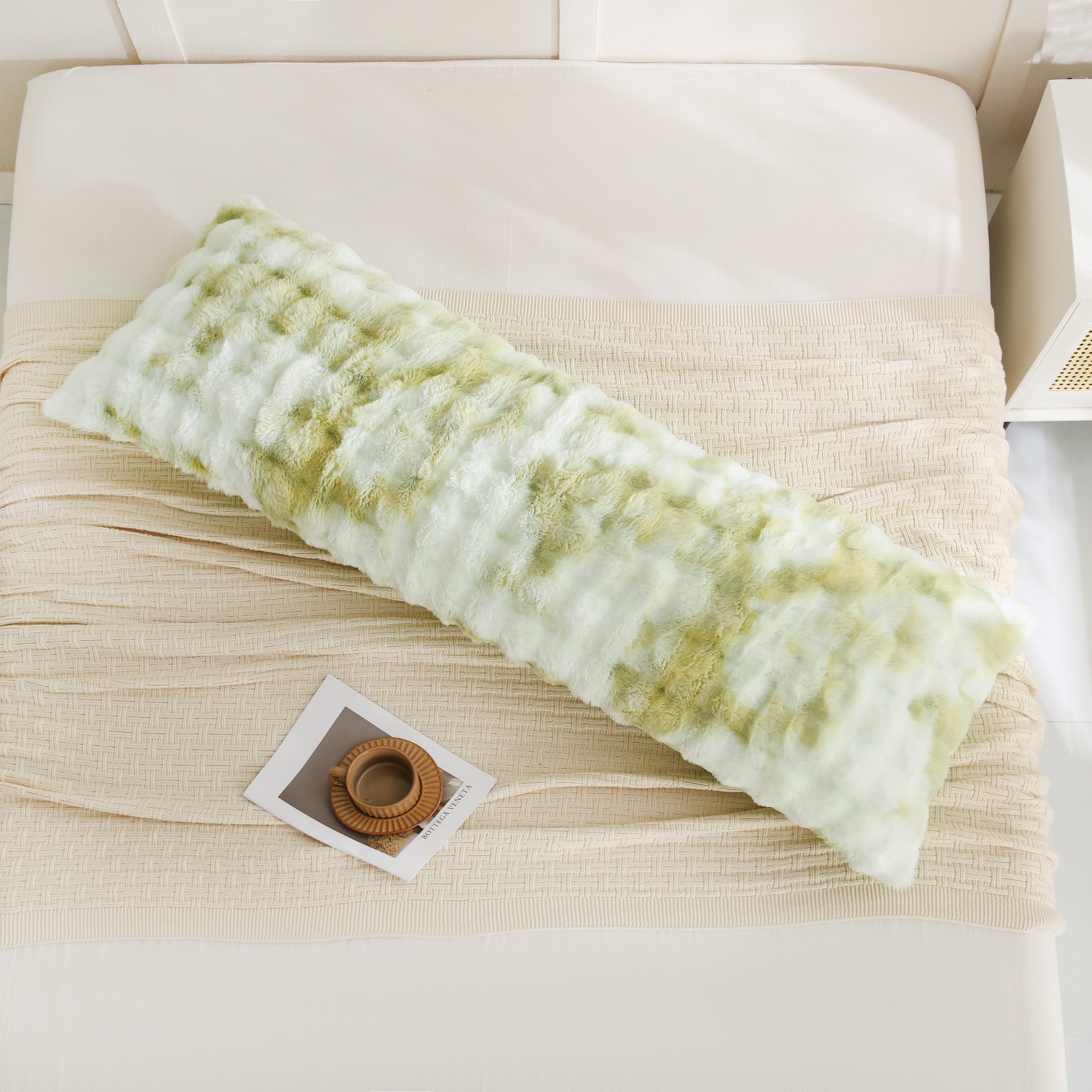 milk green rabbit velvet long pillowcase queen size