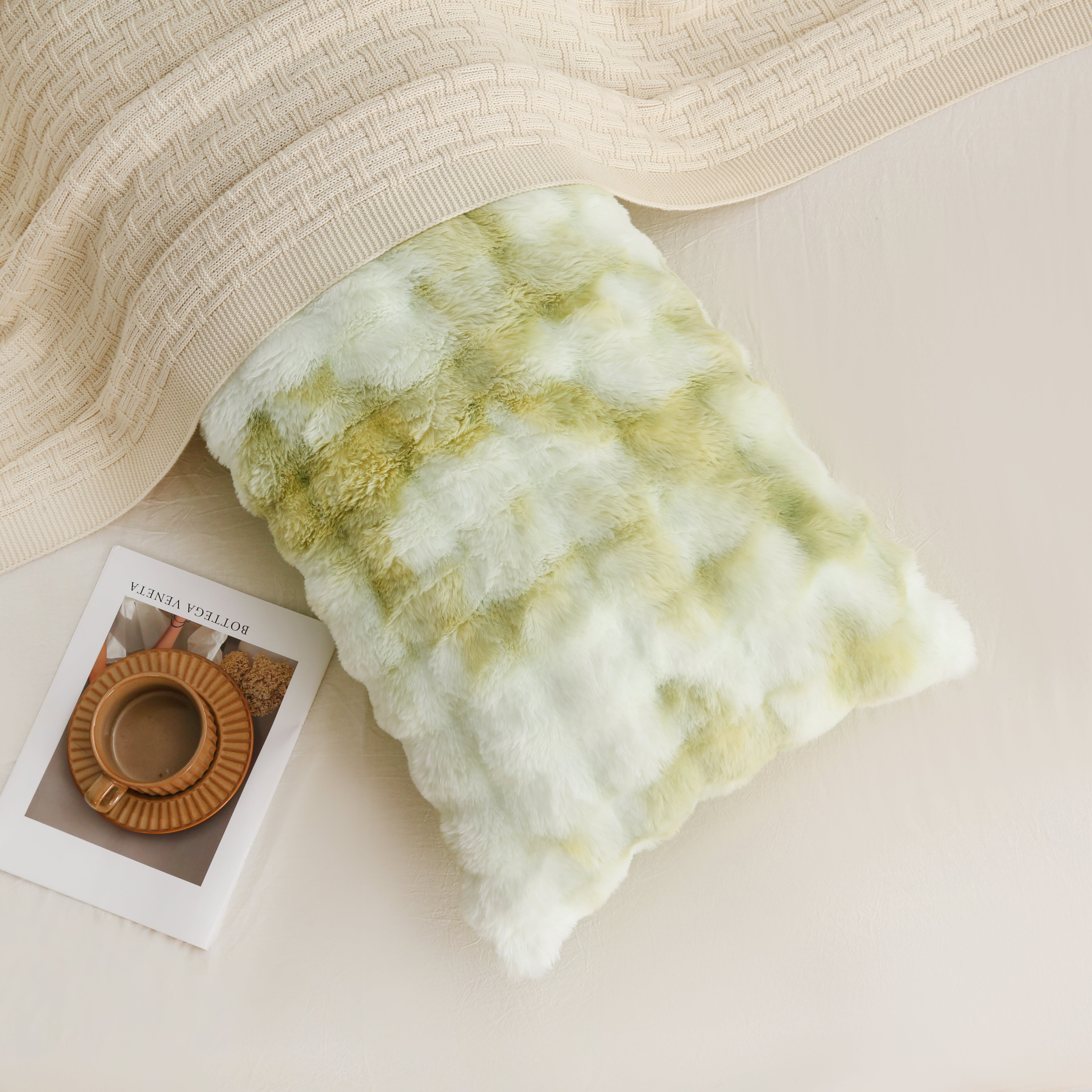 milk green rabbit velvet long pillowcase queen