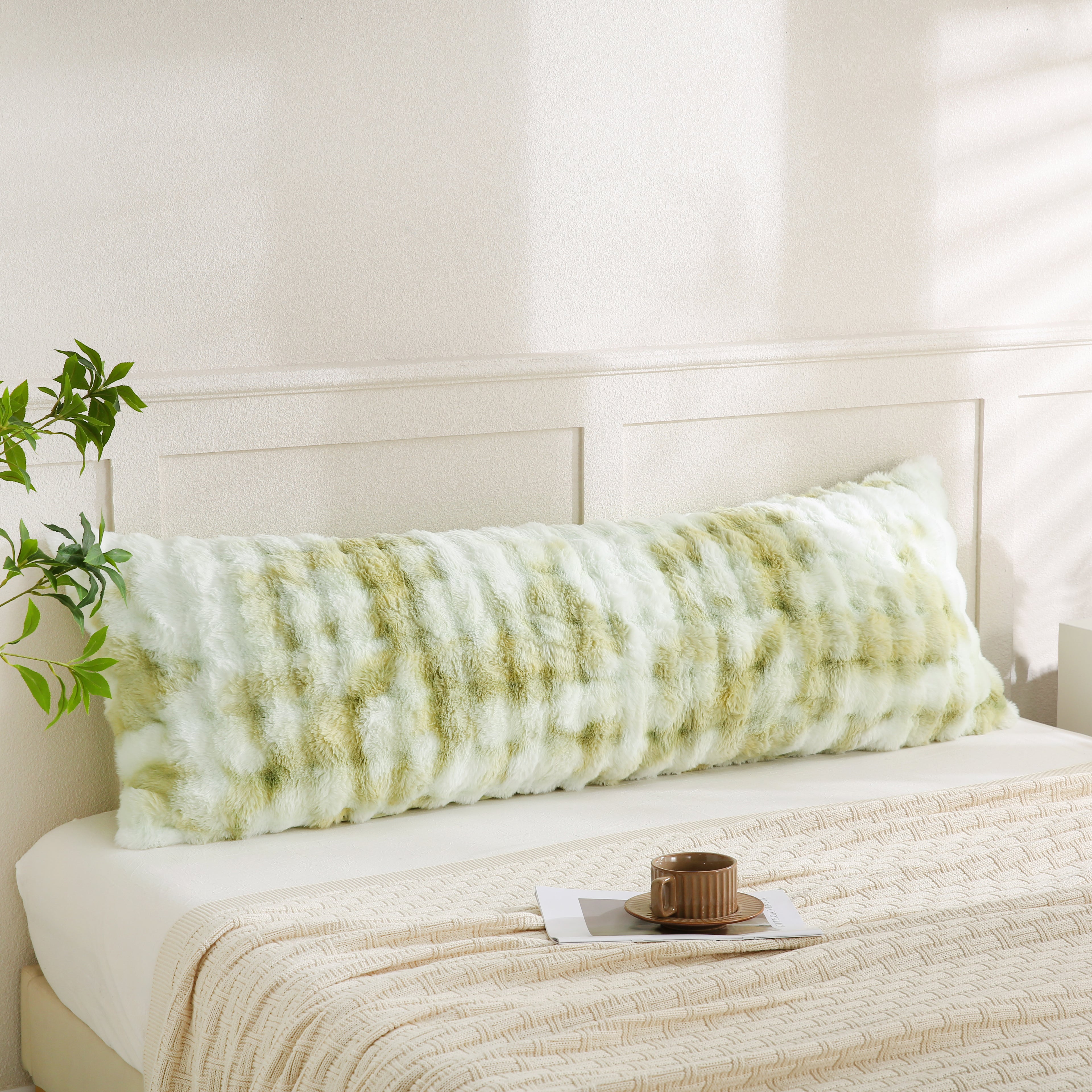 milk green rabbit velvet long pillowcase