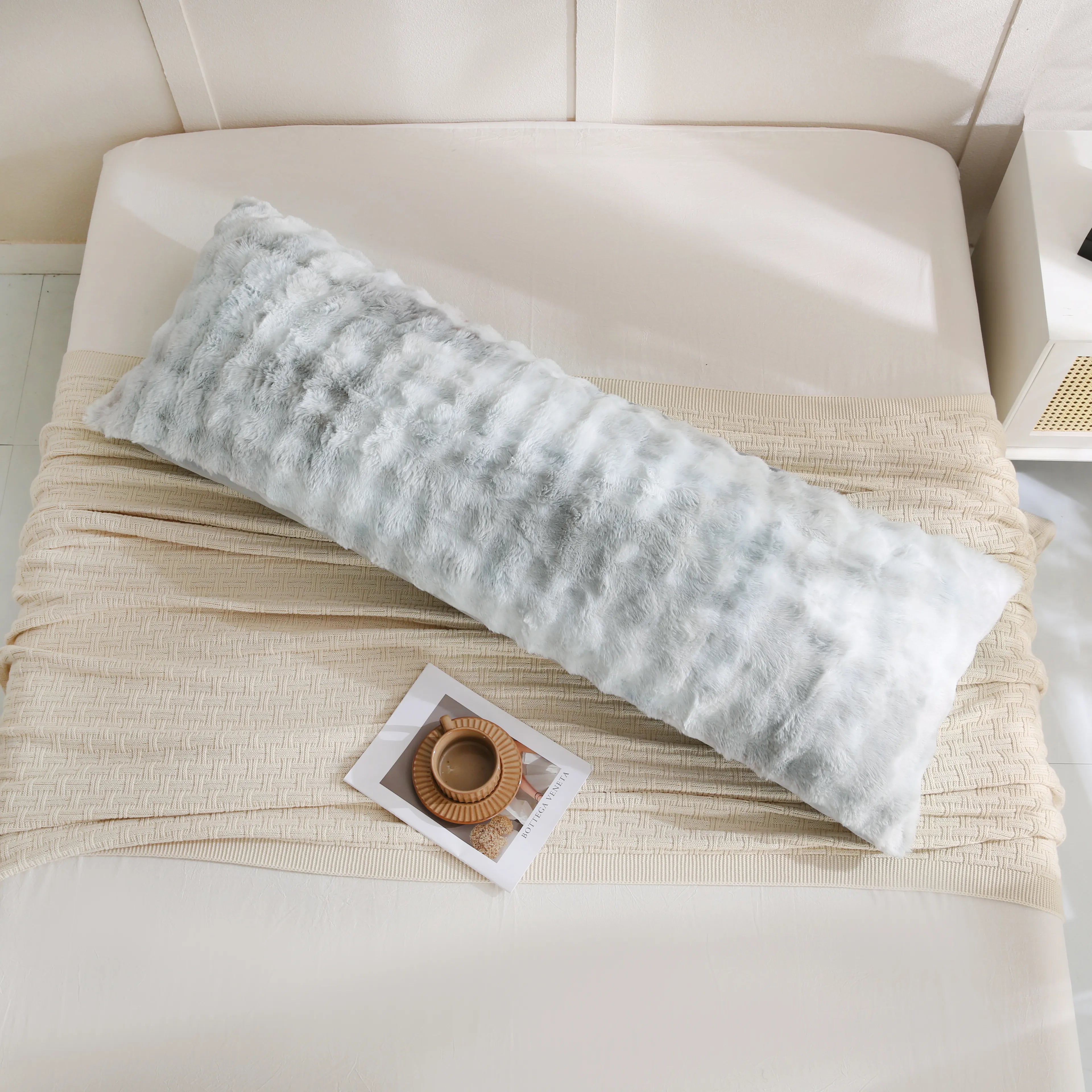 milk grey rabbit velvet long pillowcase king