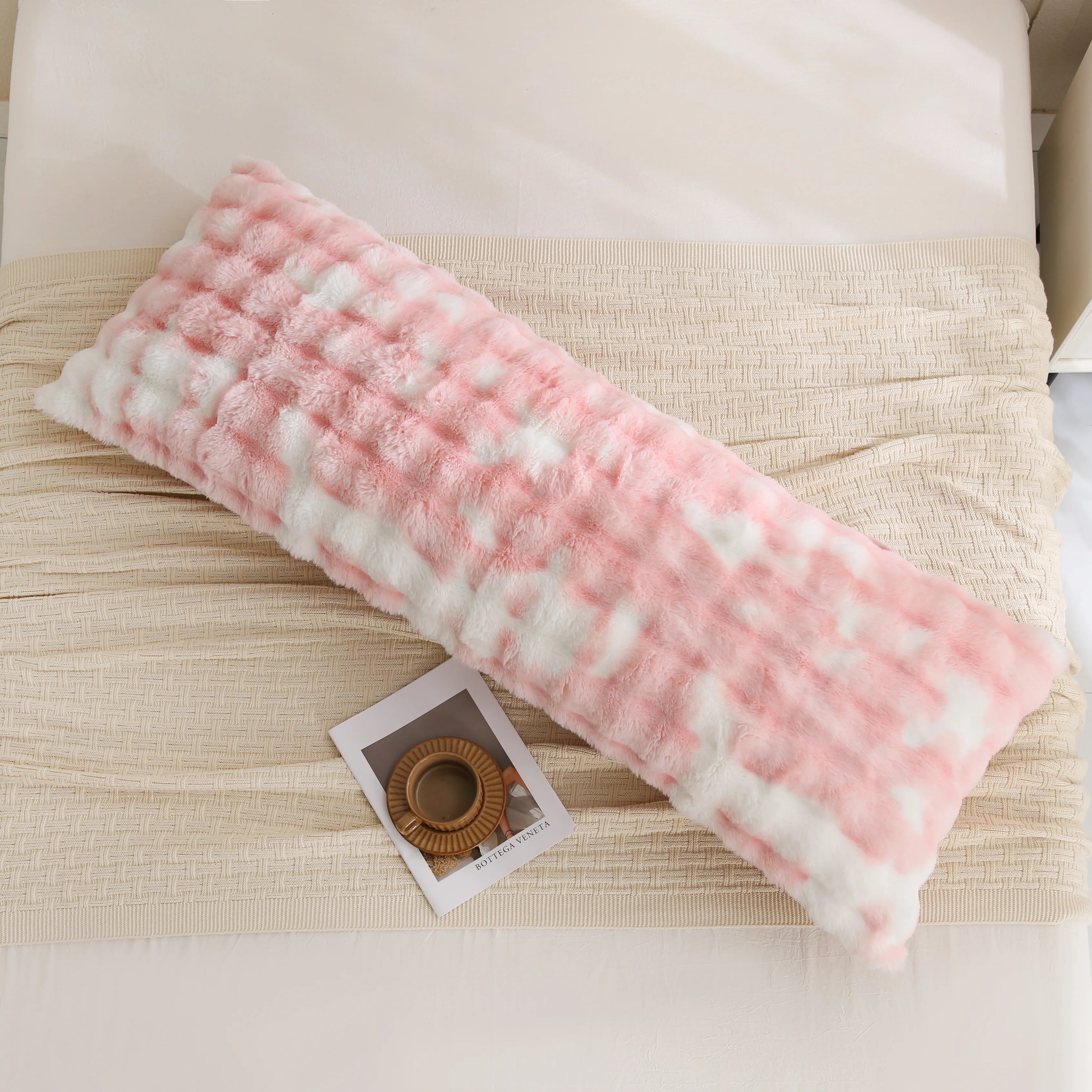 milk pink rabbit velvet long pillowcase