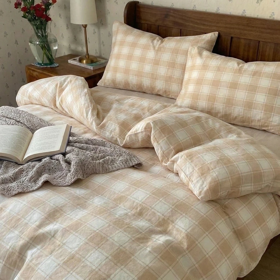 minimalist toasted almond check duvet cover modern farmhouse decor