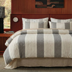 front view of full striped duvet cover