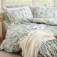 Multicolor floral cotton duvet set top layout