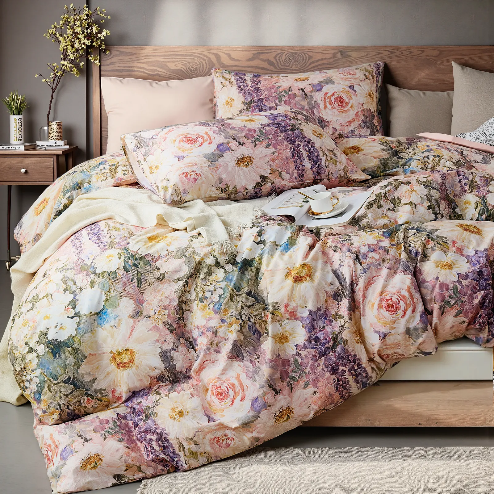 floral bedding in modern decor