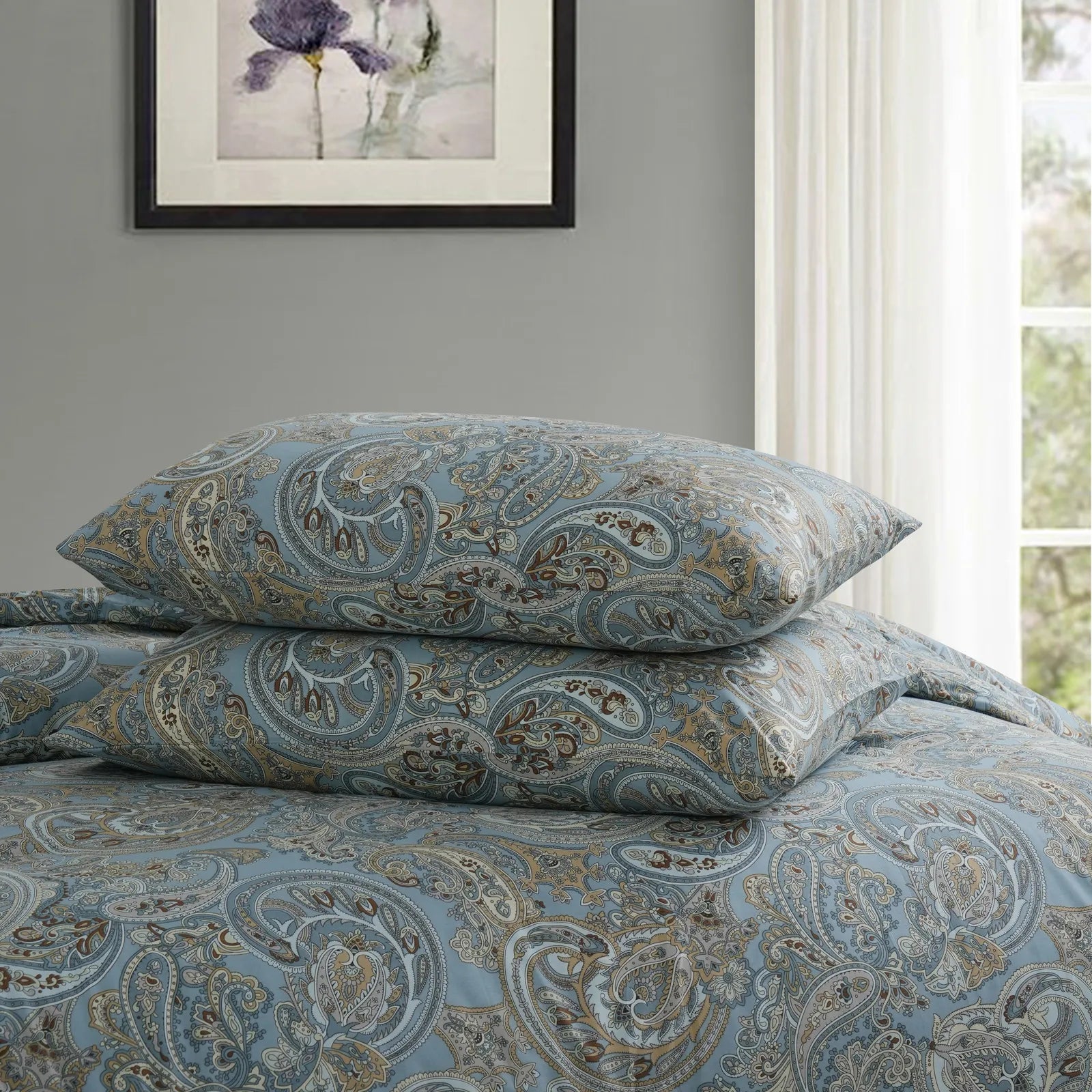 paisley blue bedding set