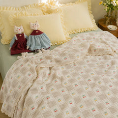 pastoral cottage floral woven throw blanket drape