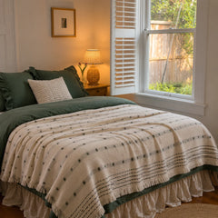 pastoral fringe cotton blanket starry field main