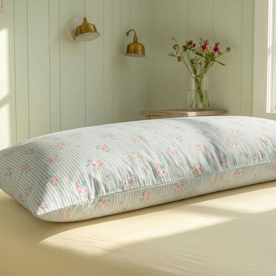 pink pinstripe floral pillowcases shabby chic bedroom decor