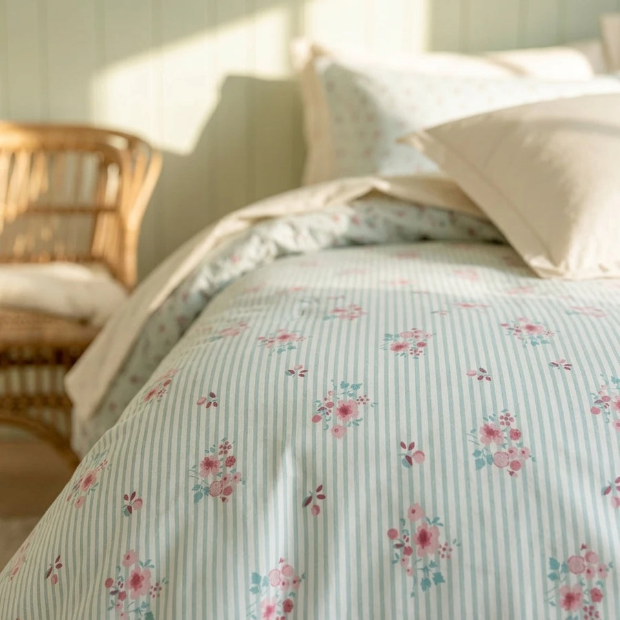 pink pinstripe floral quilt set shabby chic bedroom decor