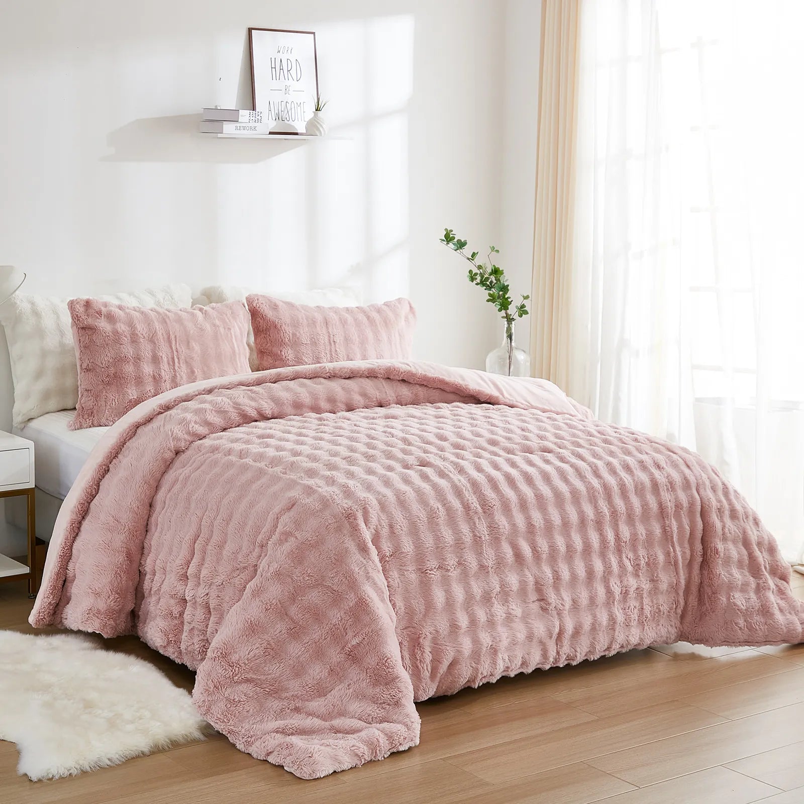pink rabbit velvet comforter set king