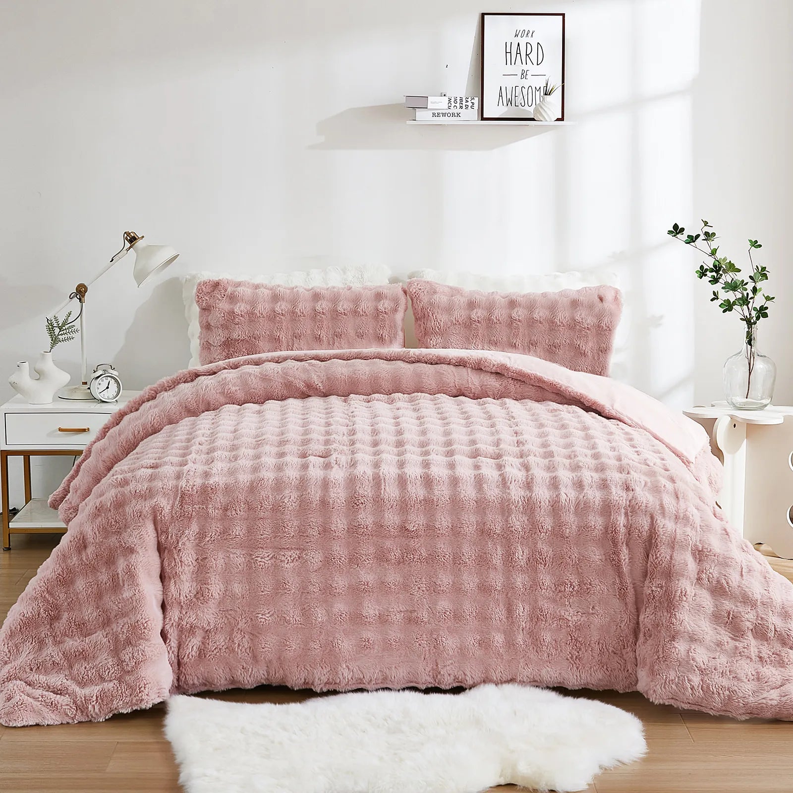 pink rabbit velvet comforter set queen