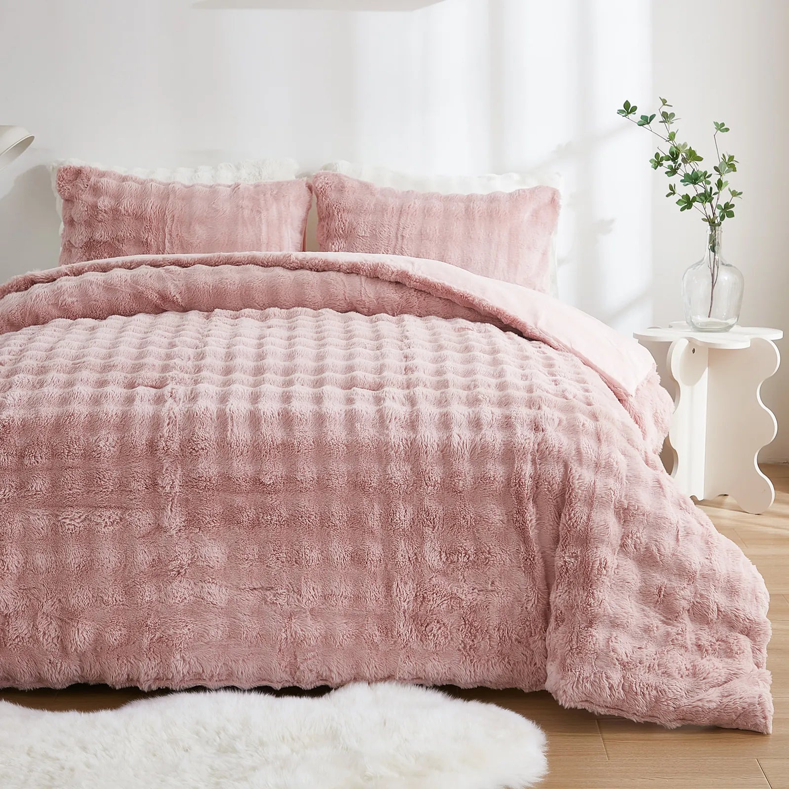 pink rabbit velvet comforter set