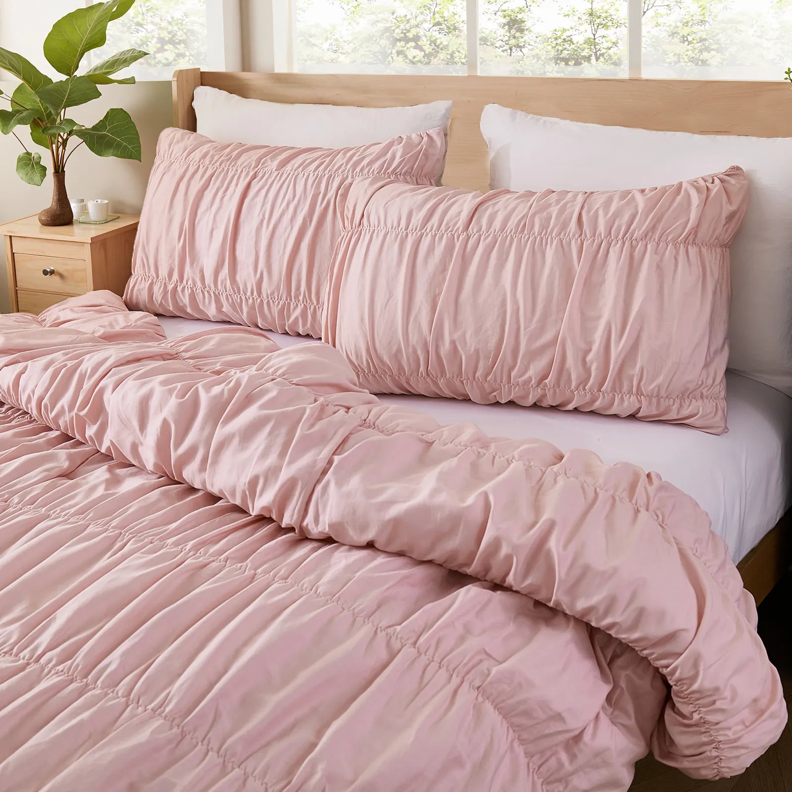 pink rope embroidered comforter set king