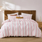 pink and white stripe comforter set king size