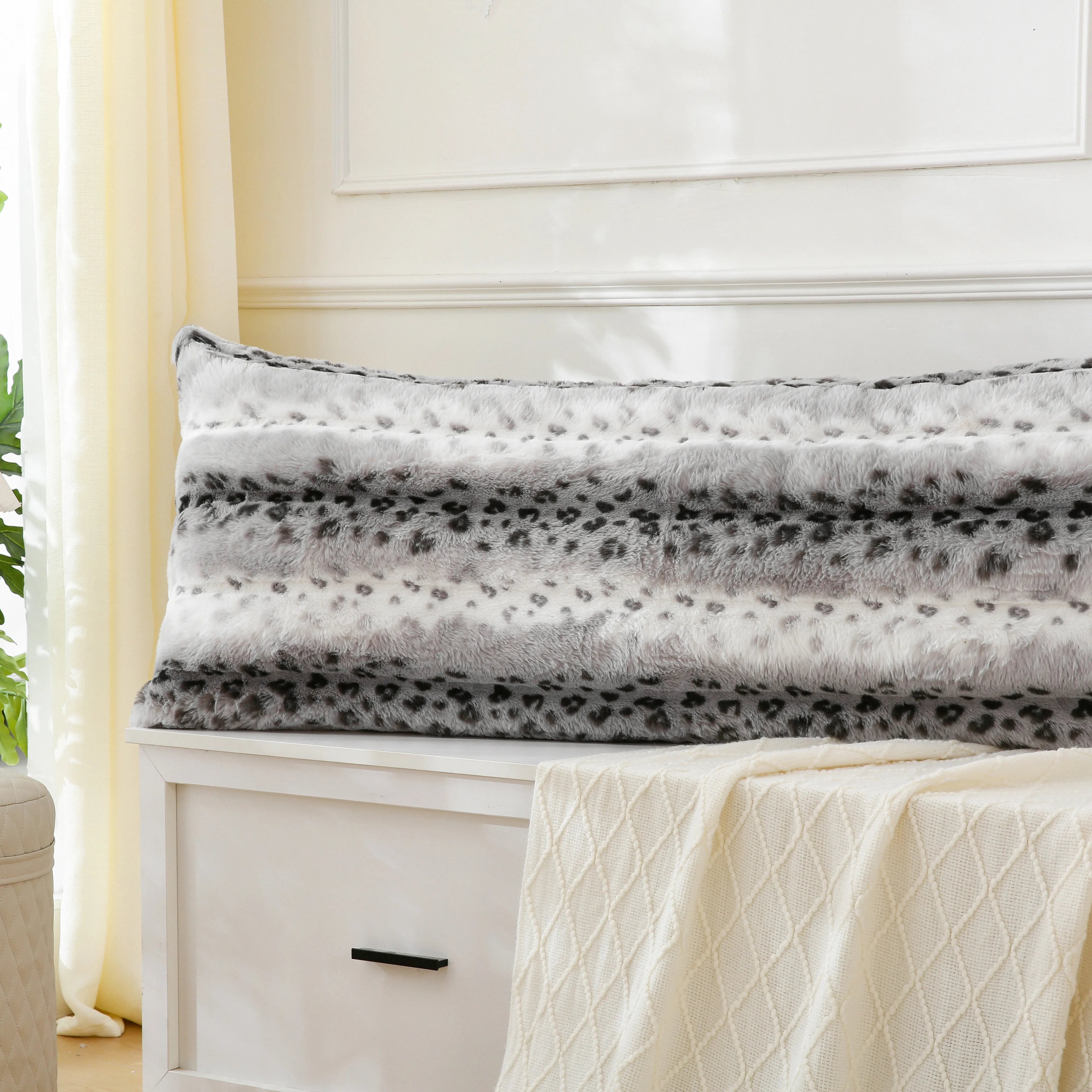 polka grey rabbit velvet long pillowcase king size