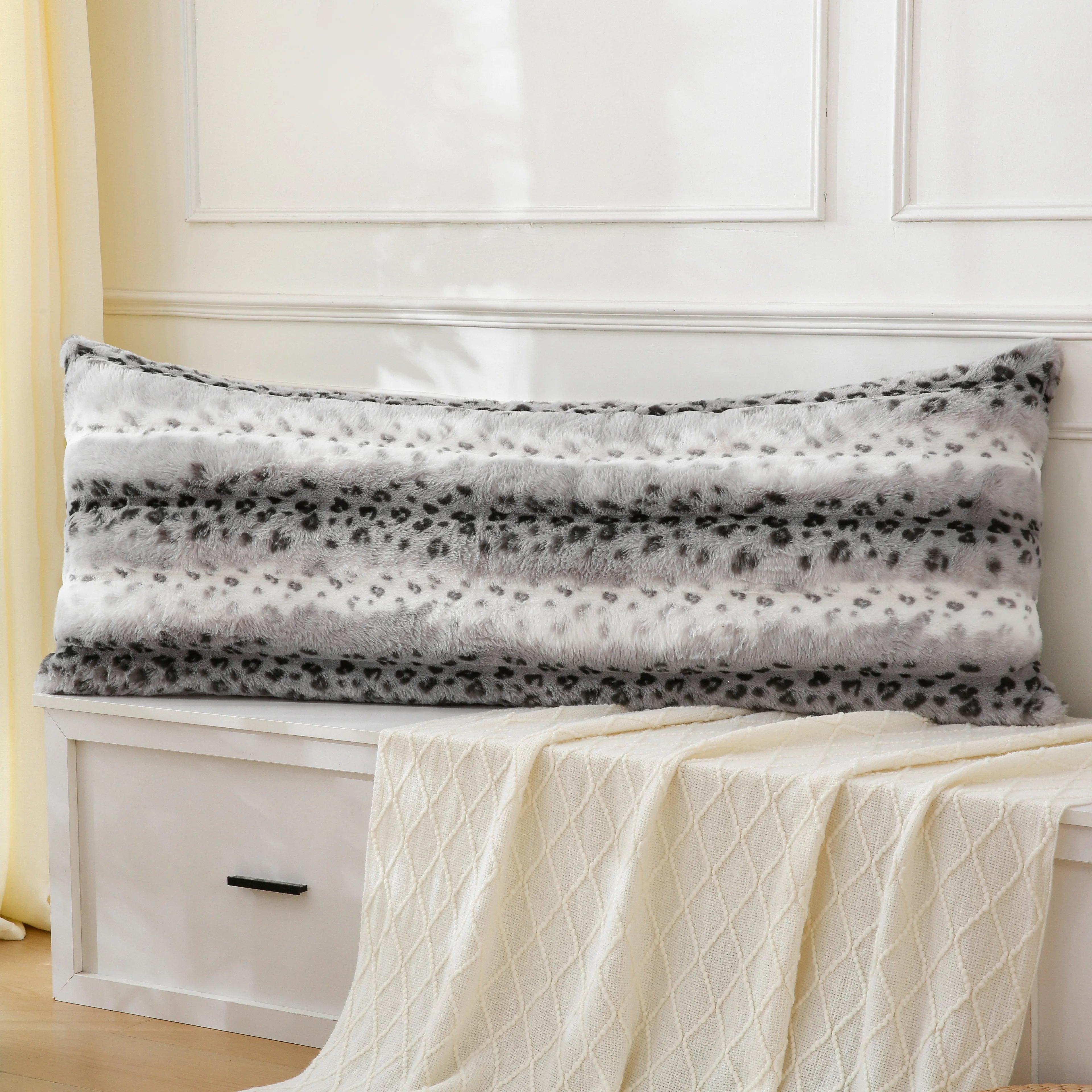 polka grey rabbit velvet long pillowcase queen