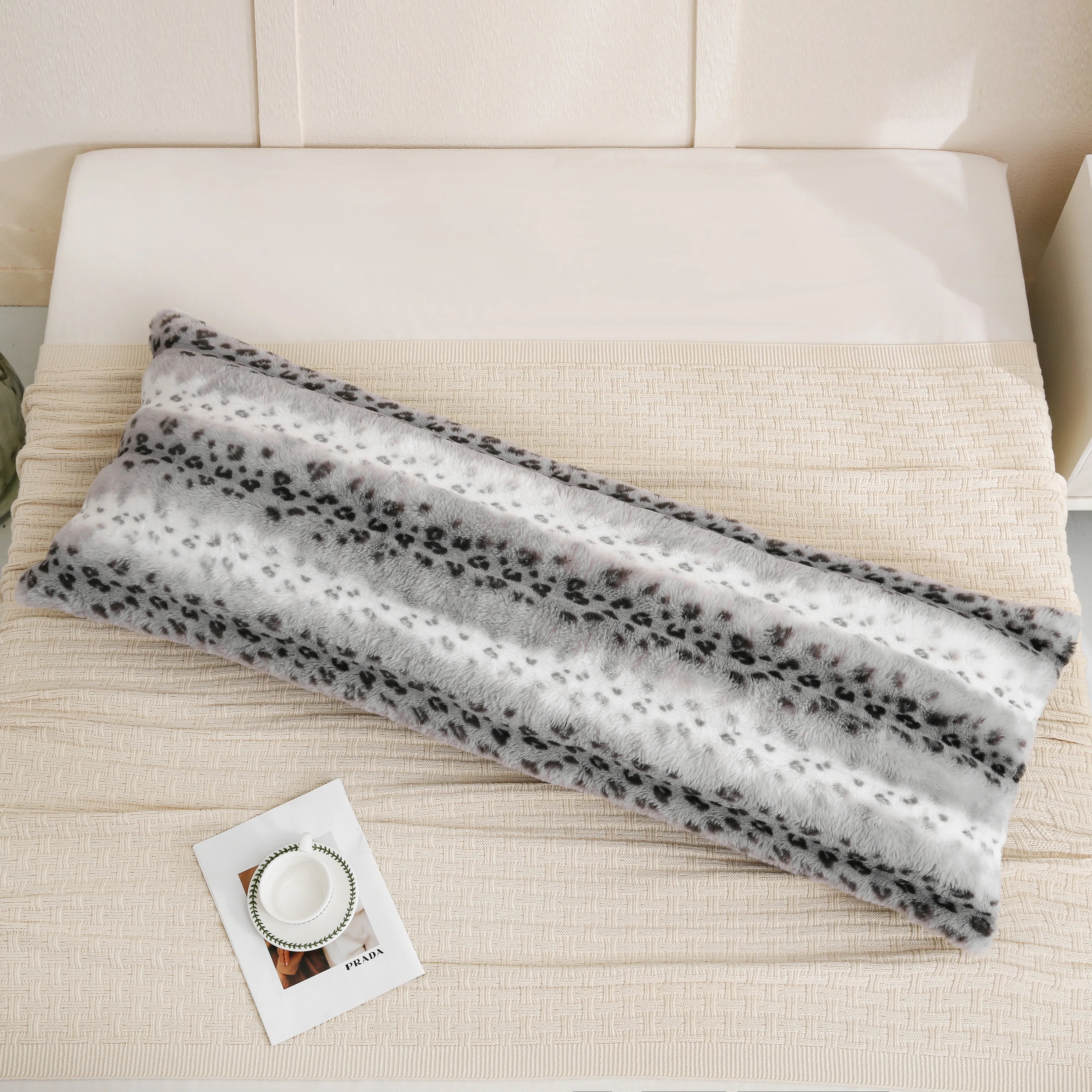 polka grey rabbit velvet long pillowcase