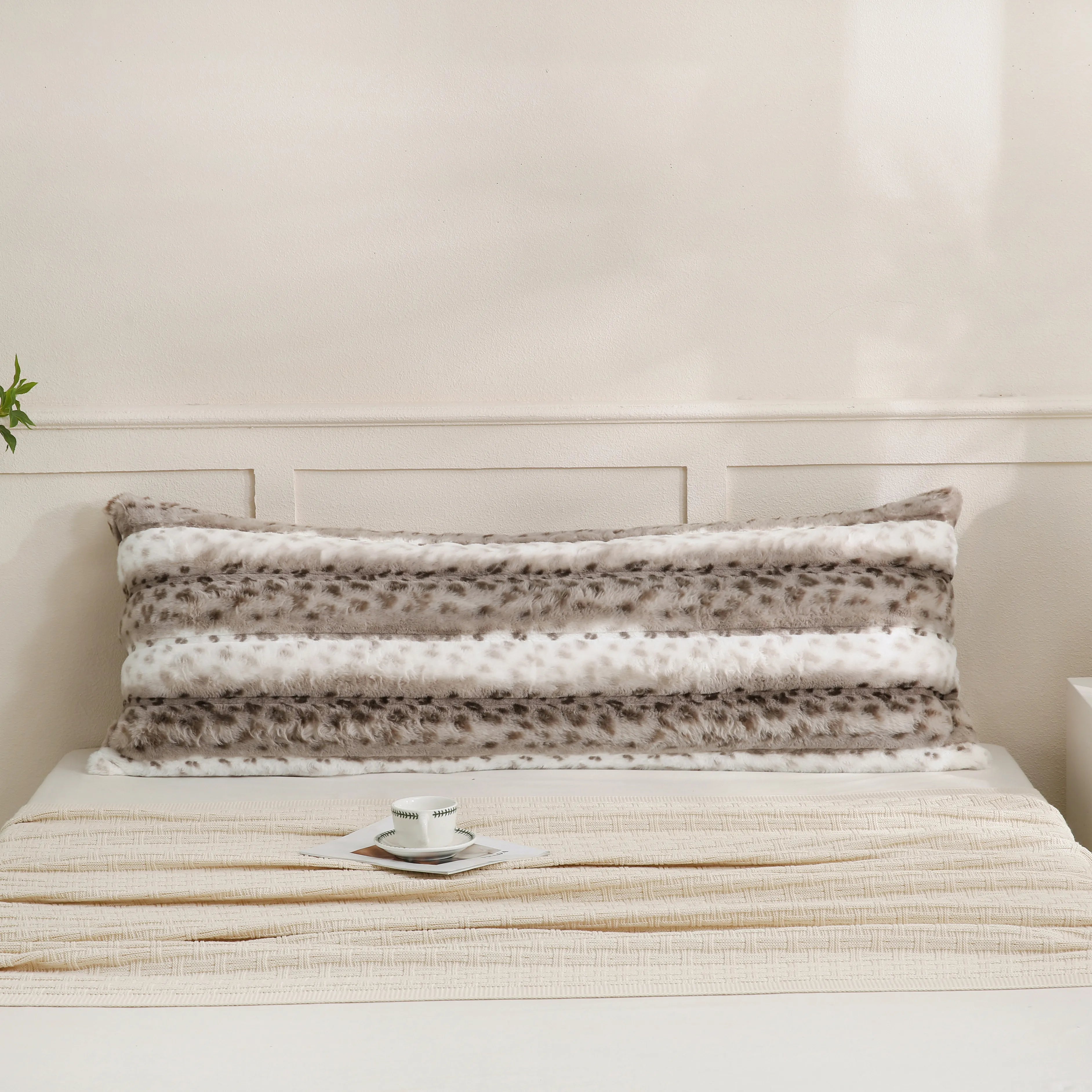 polka khaki rabbit velvet long pillowcase king