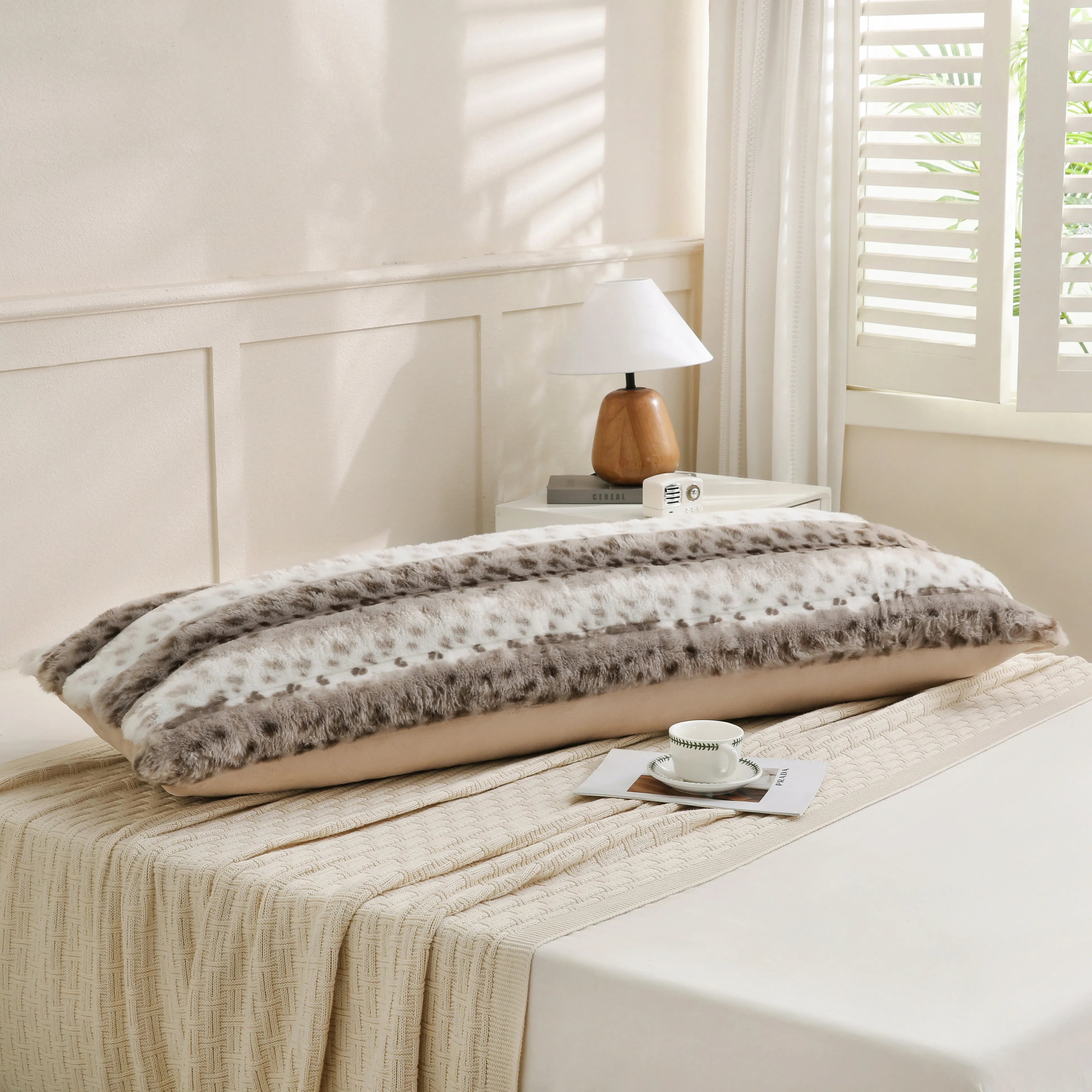 polka khaki rabbit velvet long pillowcase queen