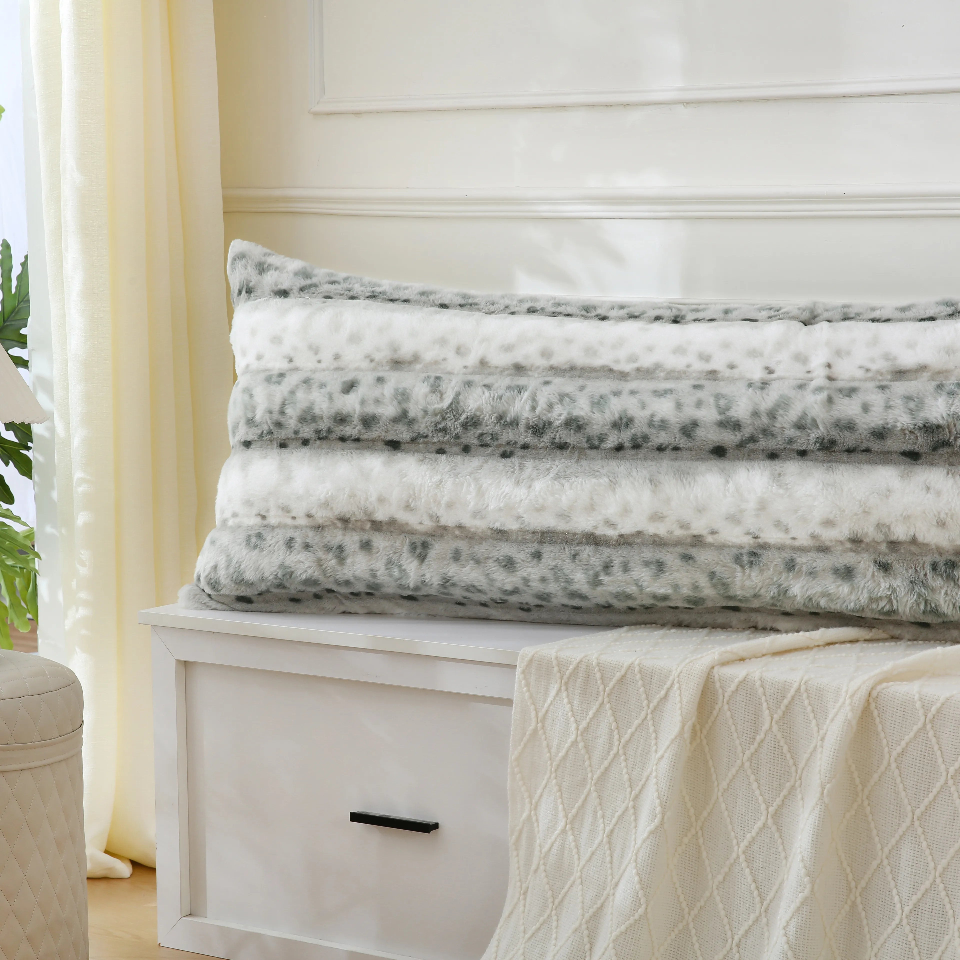 polka green rabbit velvet long pillowcase queen size