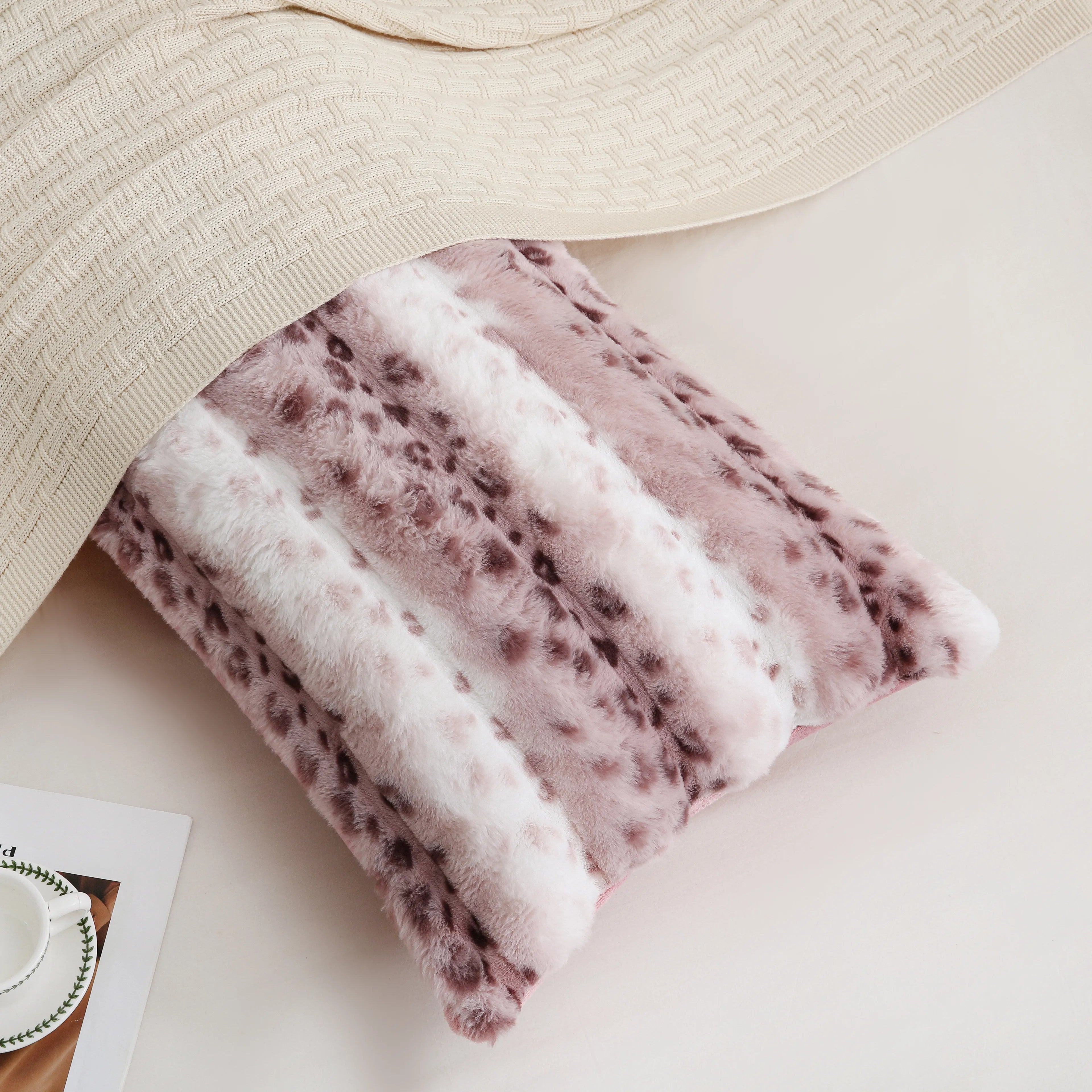 polka pink rabbit velvet long pillowcase queen size