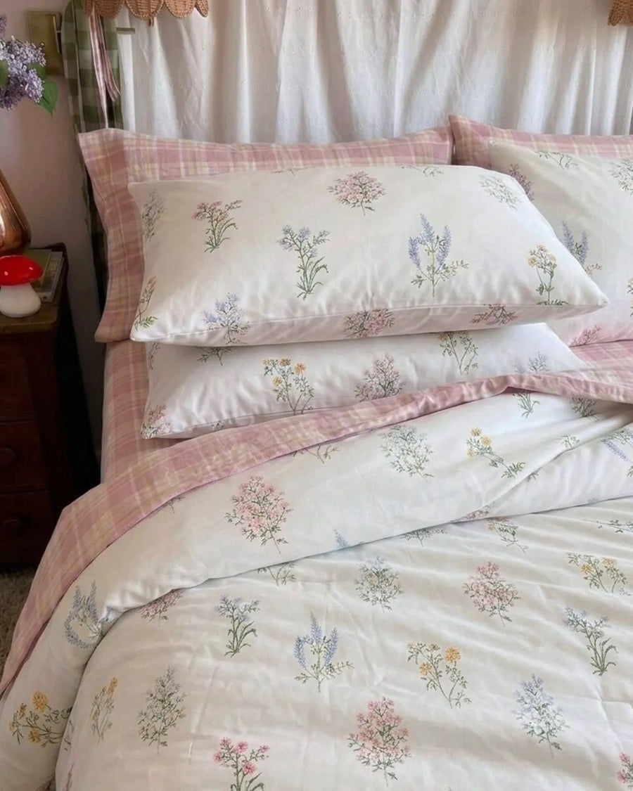 pressed botanical duvet cover wildflower print detail