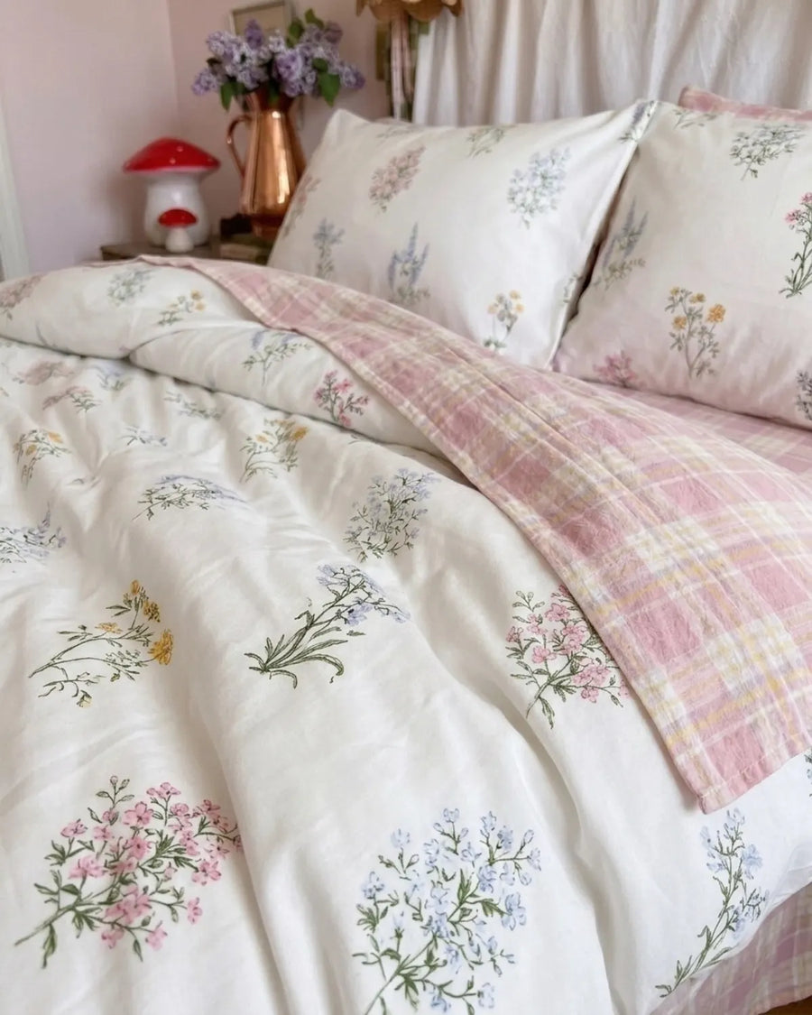 pressed botanical floral duvet cover bedding