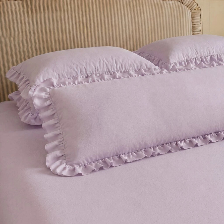 pure serenity ruffle pillowcase soft lilac main