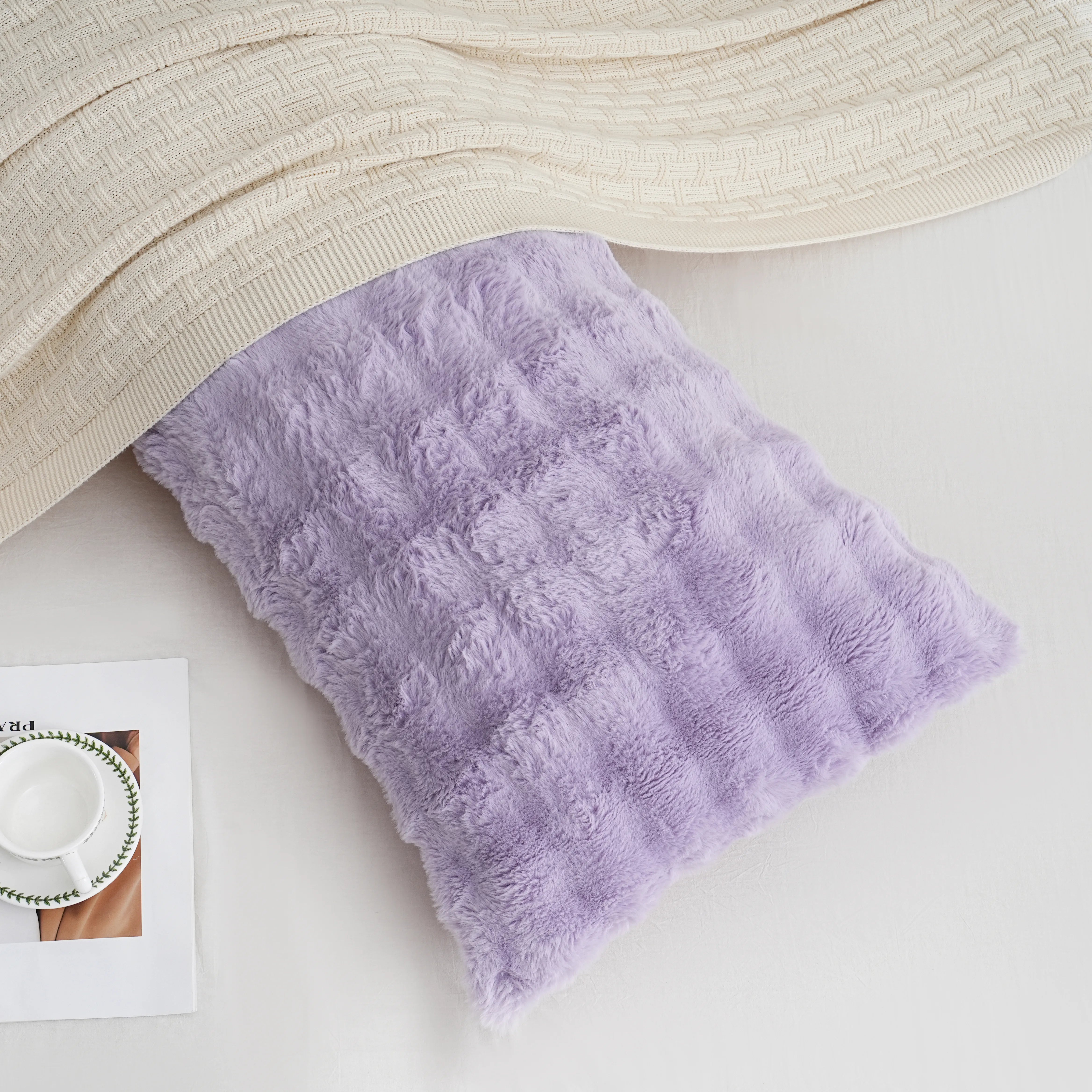 purple rabbit velvet long pillowcase queen