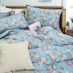 Light Blue Garden Rose Comforter Set