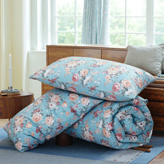 Light Blue Garden Rose Comforter Set