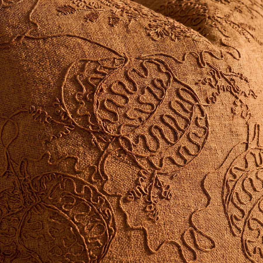 rope embroidery pumpkin throw pillow cover cinnamon pumpkin tonal rope embroidery detail