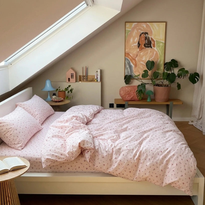 rosewick garden floral duvet cover set attic bedroom scene