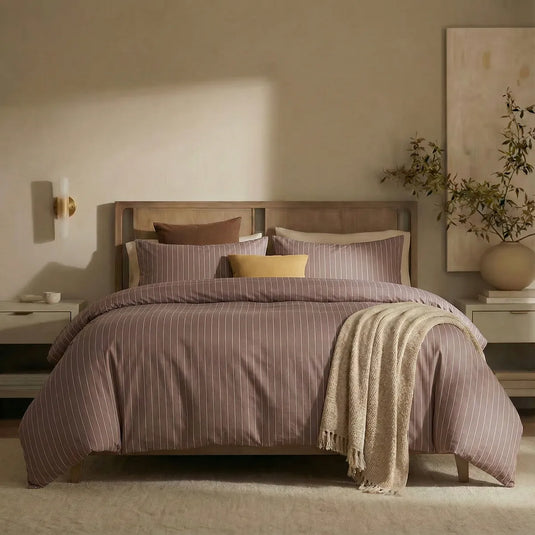 100% Cotton Pinstripe Striped Duvet Cover Set